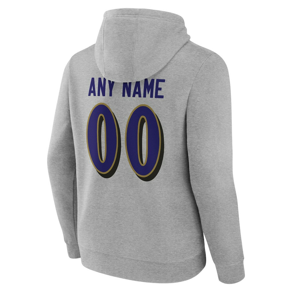 Baltimore Ravens Big & Tall Team Authentic Custom Hoodie - Gray - NFL