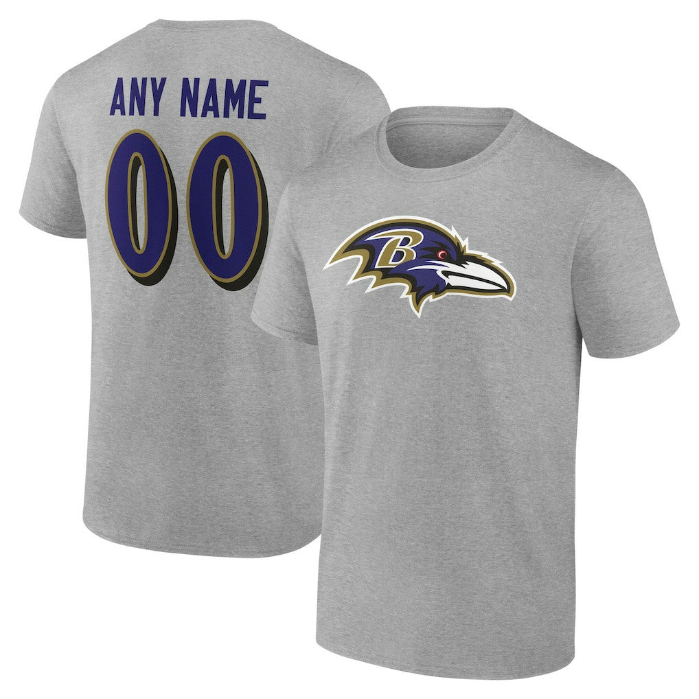 Baltimore Ravens Big & Tall Team Authentic Custom T-Shirt - Gray - NFL