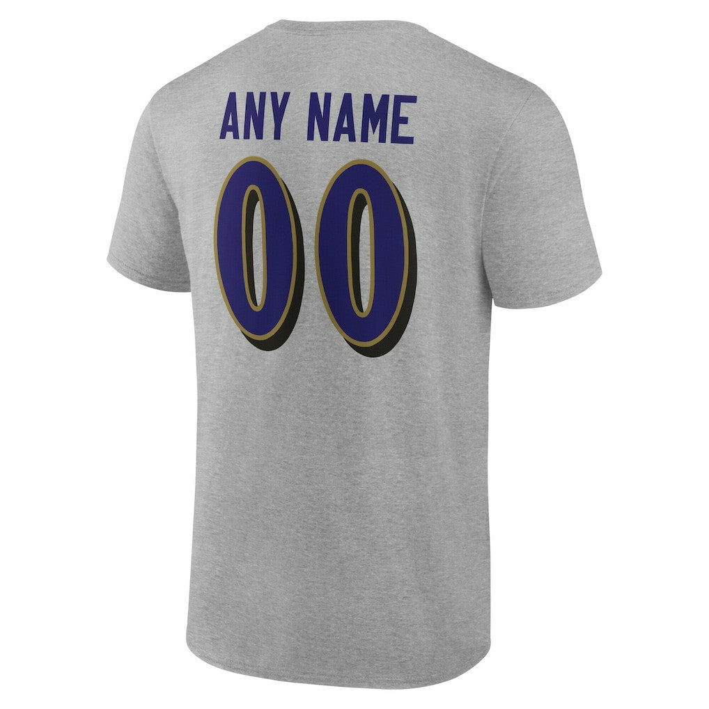 Baltimore Ravens Big & Tall Team Authentic Custom T-Shirt - Gray - NFL