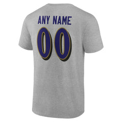 Baltimore Ravens Big & Tall Team Authentic Custom T-Shirt - Gray - NFL