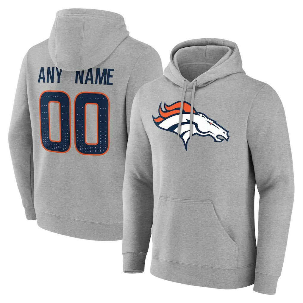 Denver Broncos Big & Tall Team Authentic Custom Hoodie - Gray - NFL