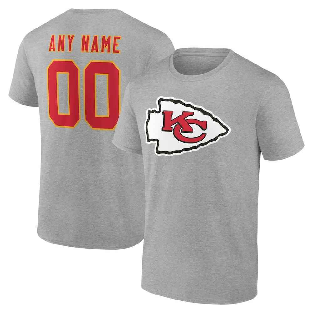 Kansas City Chiefs Big & Tall Team Authentic Custom T-Shirt - Gray - NFL