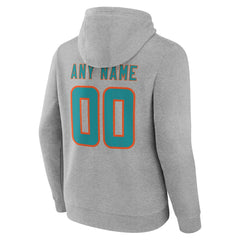 Miami Dolphins Big & Tall Team Authentic Custom Hoodie - Gray - NFL