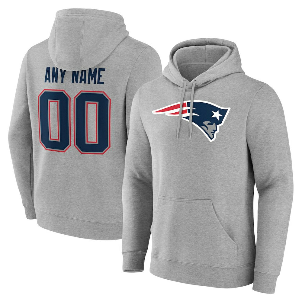 New England Patriots Big & Tall Team Authentic Custom Hoodie - Gray - NFL