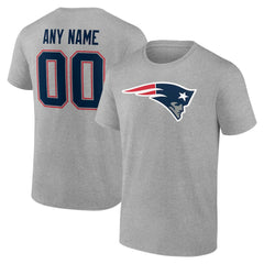 New England Patriots Big & Tall Team Authentic Custom T-Shirt - Gray - NFL