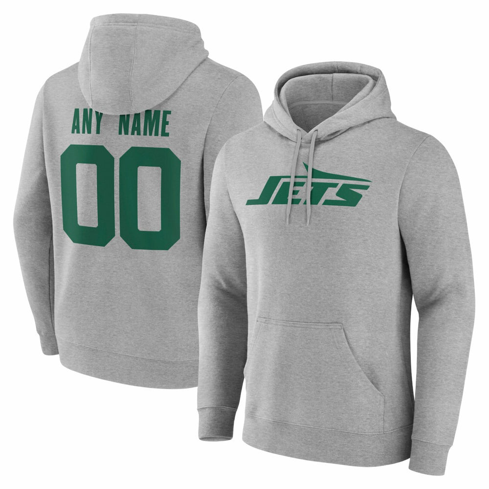 New York Jets Big & Tall Team Authentic Custom Hoodie - Gray - NFL
