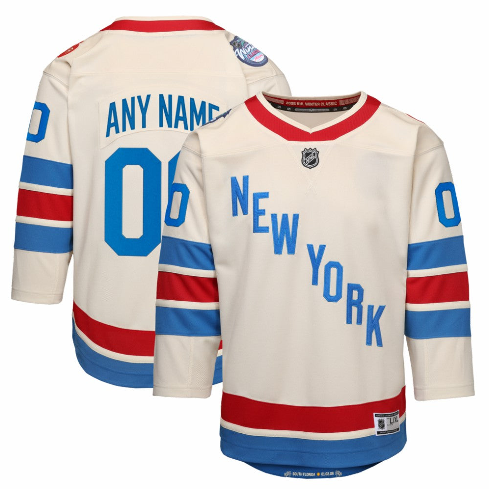 New York Rangers Outerstuff Youth 2026 NHL Winter Classic Premier Custom Jersey - White | NHL Lifestyle