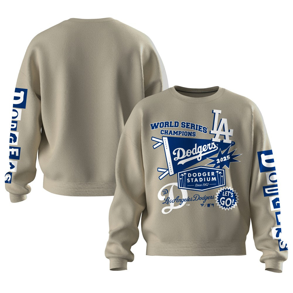 Los Angeles Dodgers Fanatics Women's 2025 World Series Champions Pennant Spirit Jersey Fleece Sweatshirt Online
