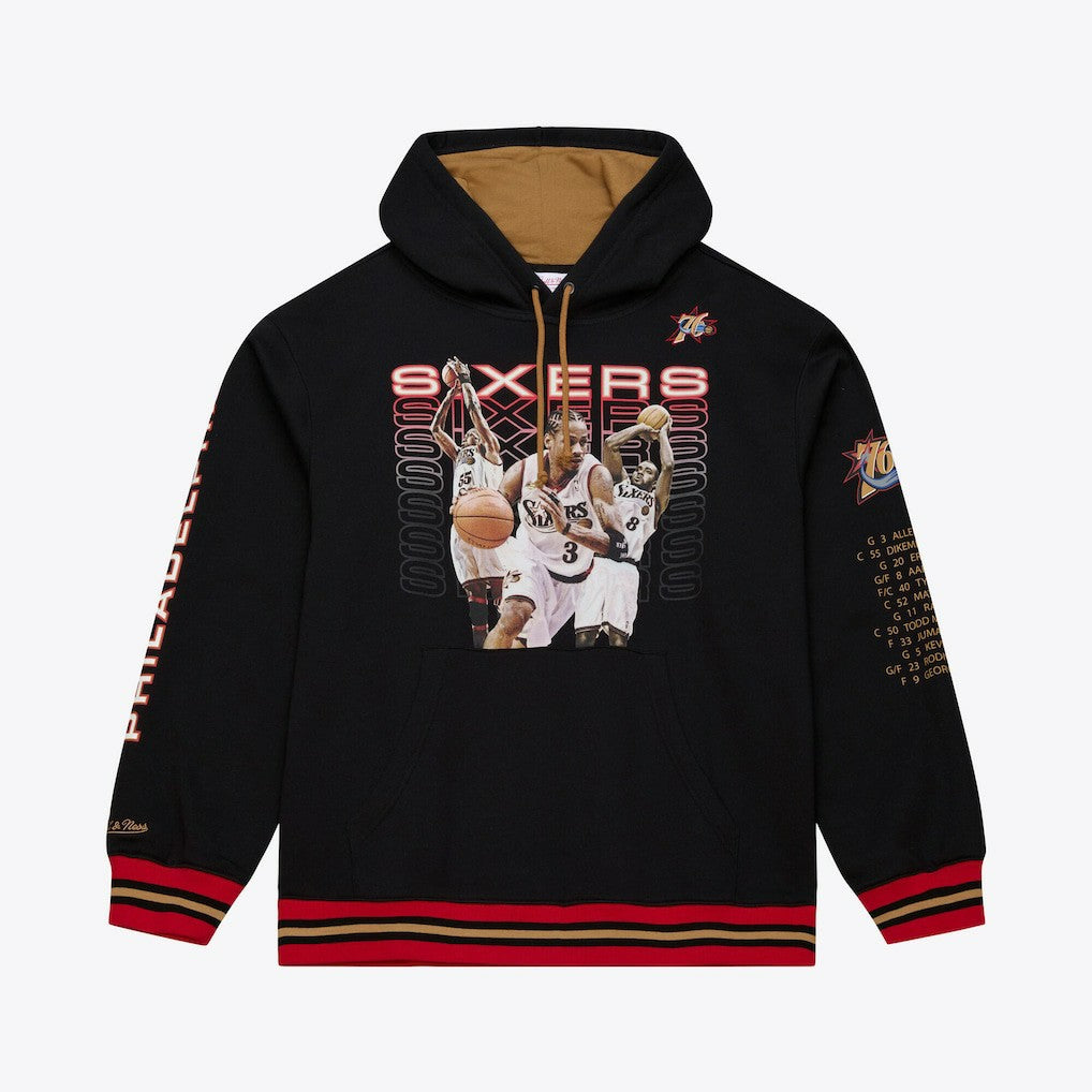 Mitchell & Ness Philadelphia 76ers Hardwood Classics Originals Collection 2000-2001 Team Roster Fleece Hoodie Black