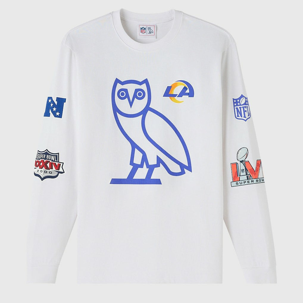 Los Angeles Rams OVO x NFL Unisex Long Sleeve T-Shirt - White - NFL