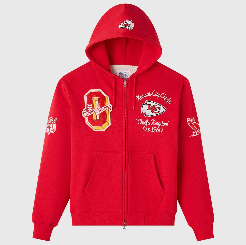 Kansas City Chiefs OVO x NFL Unisex Full-Zip Waffle-Lined Hoodie - Red - NFL