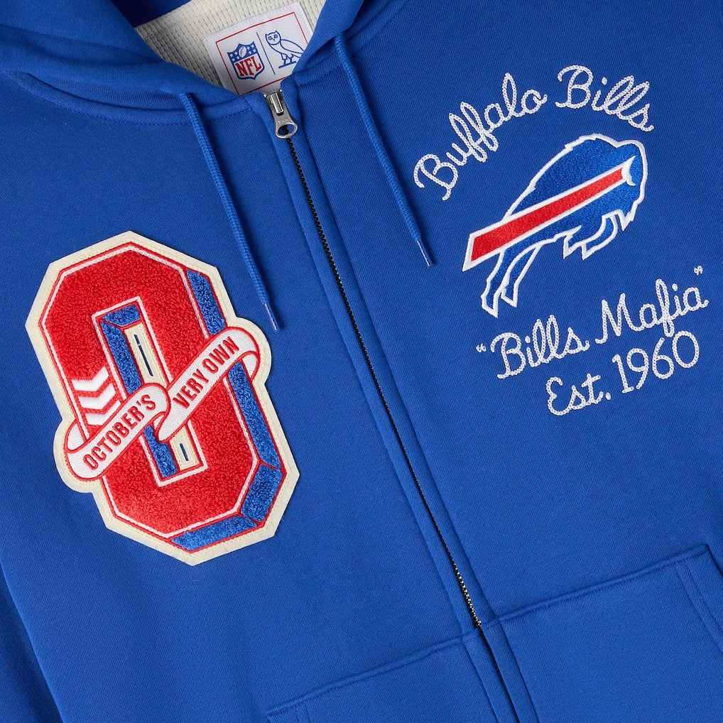 Buffalo Bills OVO x NFL Unisex Full-Zip Waffle-Lined Hoodie - Royal - NFL
