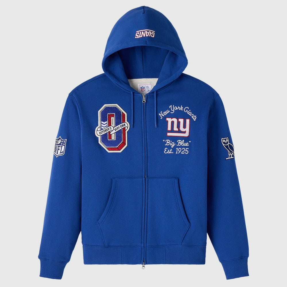 New York Giants OVO x NFL Unisex Full-Zip Waffle-Lined Hoodie - Royal - NFL