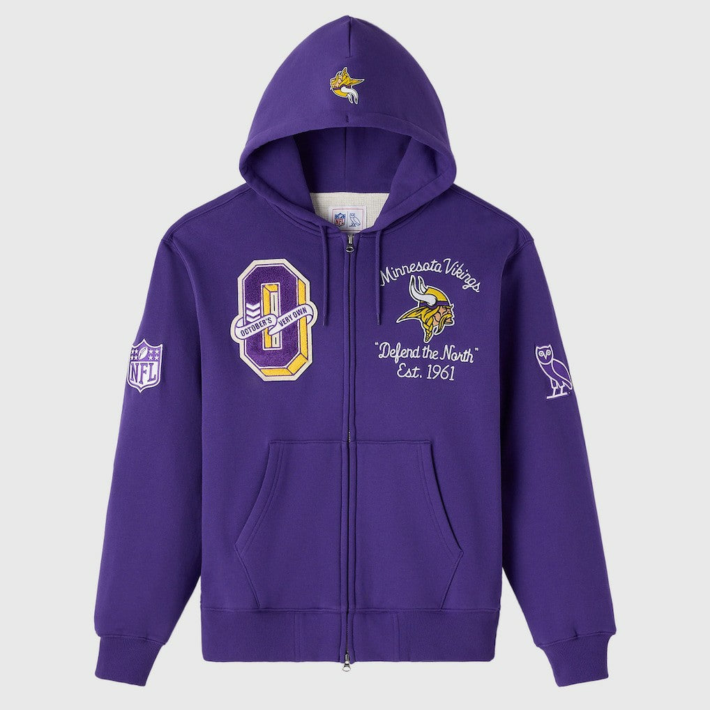Minnesota Vikings OVO x NFL Unisex Full-Zip Waffle-Lined Hoodie - Purple - NFL