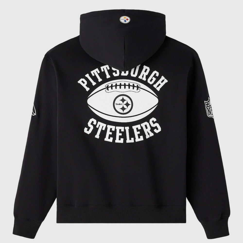 Pittsburgh Steelers OVO x NFL Unisex Full-Zip Waffle-Lined Hoodie - Black - NFL