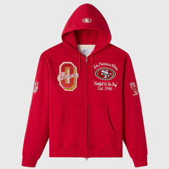 San Francisco 49ers OVO x NFL Unisex Full-Zip Waffle-Lined Hoodie - Scarlet - NFL