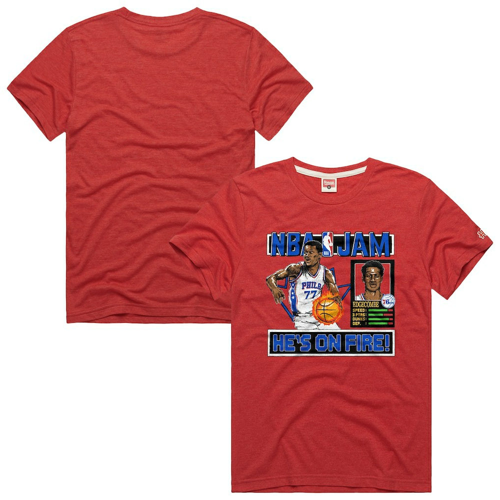 VJ Edgecombe Philadelphia 76ers Homage Unisex NBA Jam Tri-Blend T-Shirt Red
