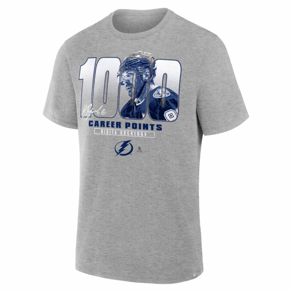 Nikita Kucherov Tampa Bay Lightning 1000 Career Points Legacy T-Shirt - Gray | NHL near me