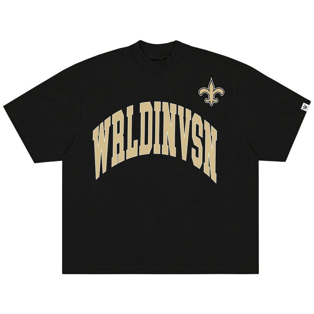 WRLDINVSN x New Orleans Saints Unisex Oversized Arch T-Shirt - Black - NFL