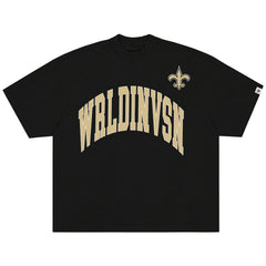 WRLDINVSN x New Orleans Saints Unisex Oversized Arch T-Shirt - Black - NFL