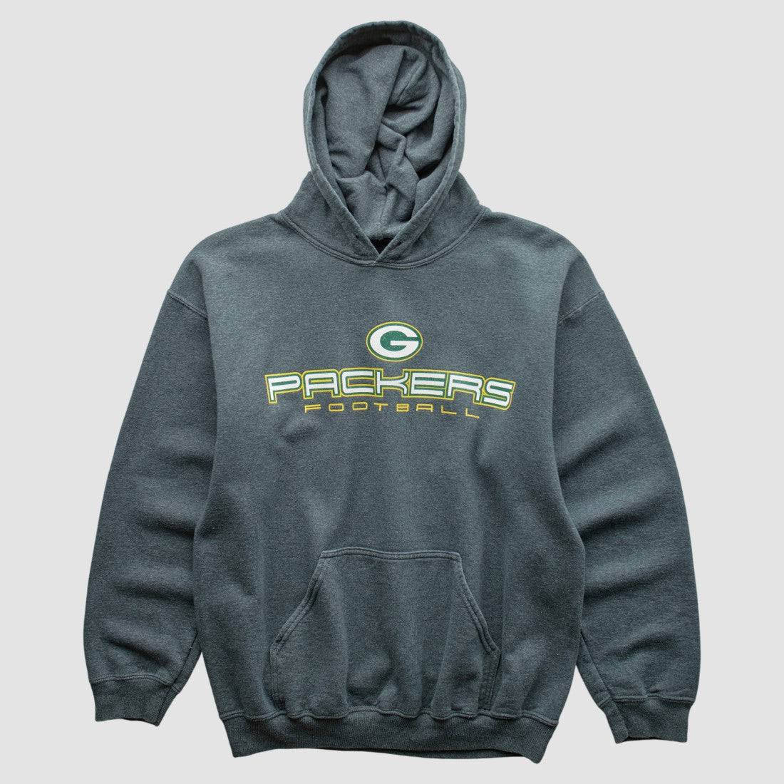 Green Bay Packers 2000s Hooded Pullover Sweatshirt - Dark Heather Gray Vintage - Fanatics