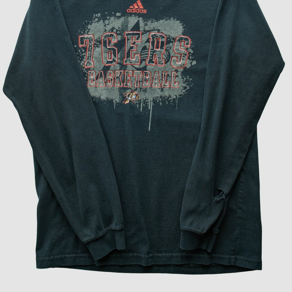 Adidas Philadelphia 76ers 2000s Long Sleeve T-shirt Black Vintage