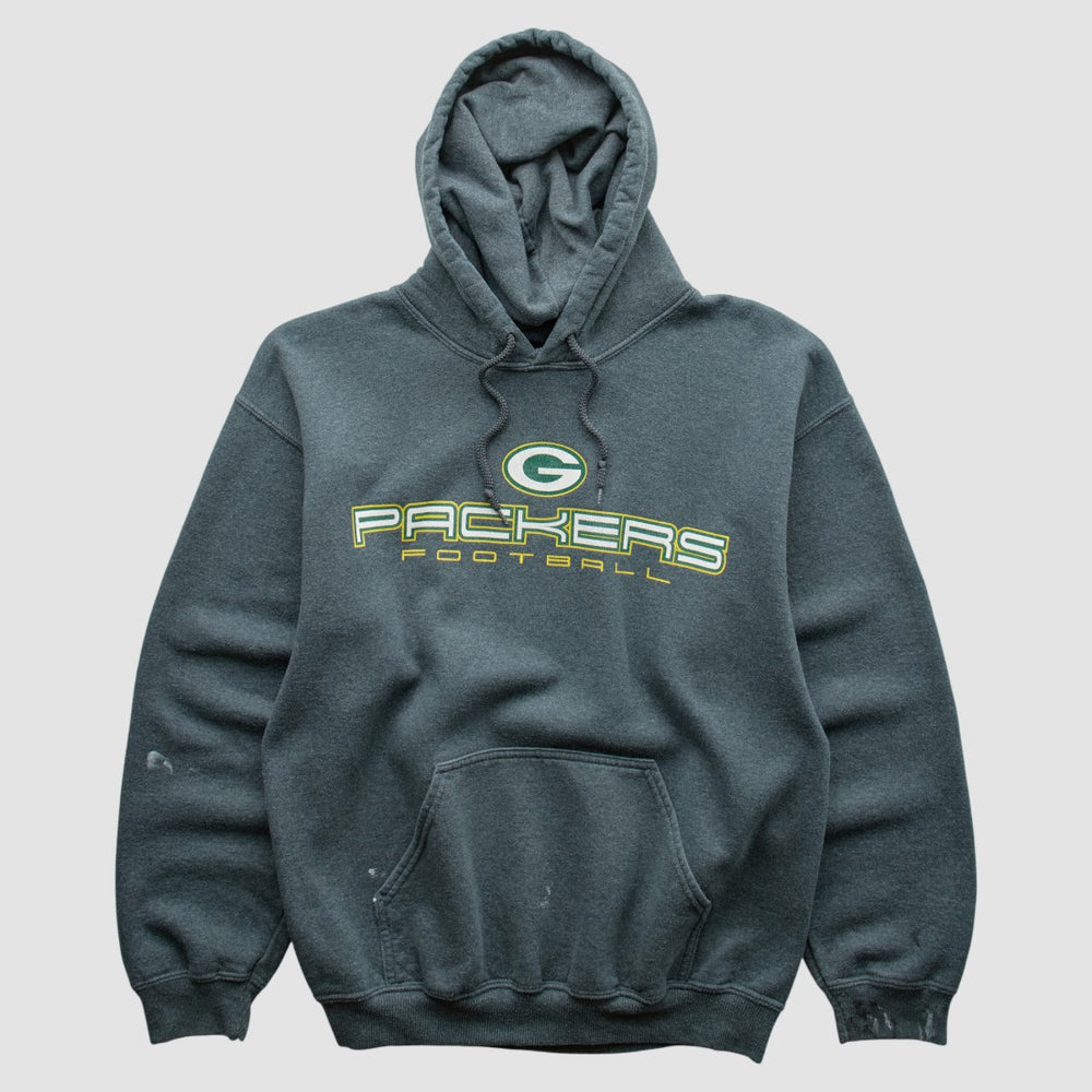 Green Bay Packers 2000s Hooded Pullover Sweatshirt - Dark Heather Gray Vintage - Fanatics