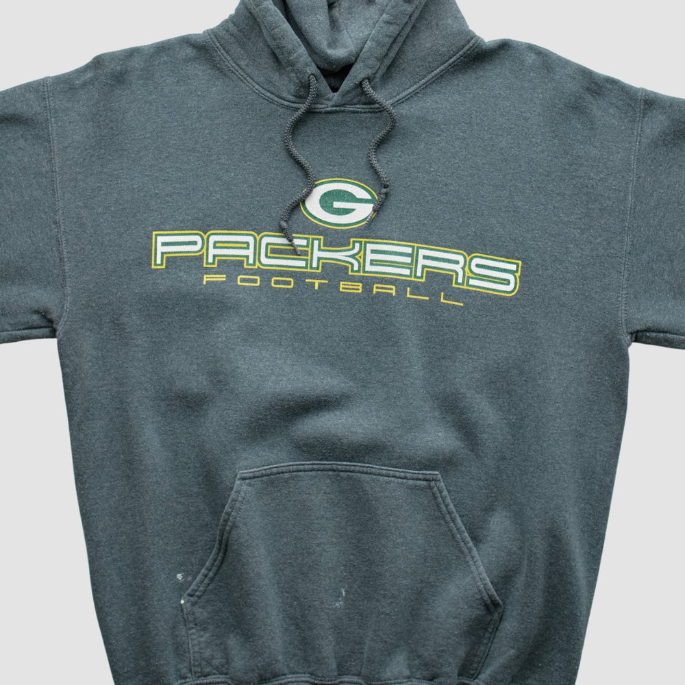 Green Bay Packers 2000s Hooded Pullover Sweatshirt - Dark Heather Gray Vintage - Fanatics