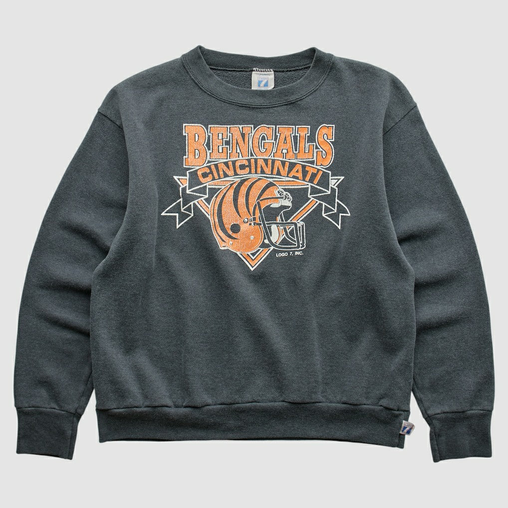 Cincinnati Bengals Logo 7 80s Pullover Sweatshirt - Charcoal Vintage - Fanatics