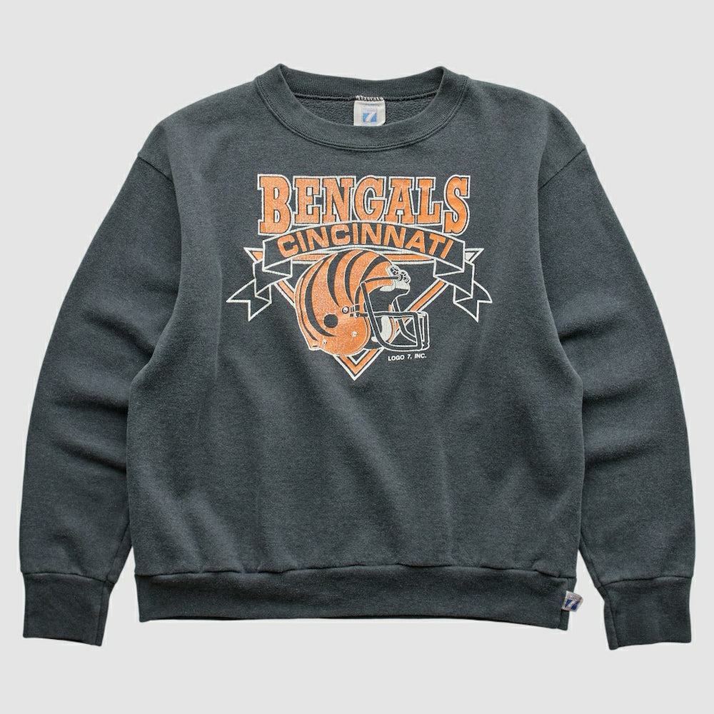 Cincinnati Bengals Logo 7 80s Pullover Sweatshirt - Charcoal Vintage - Fanatics