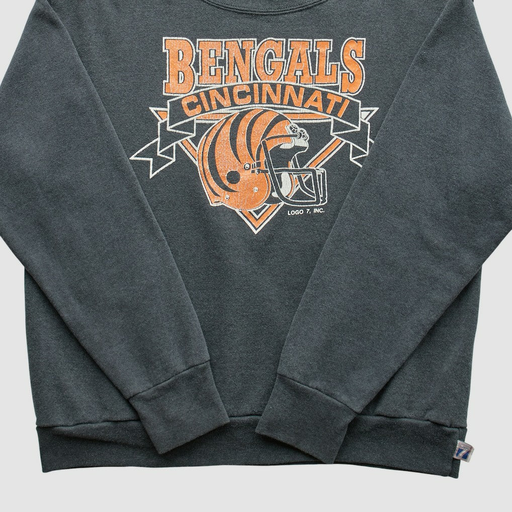 Cincinnati Bengals Logo 7 80s Pullover Sweatshirt - Charcoal Vintage - Fanatics
