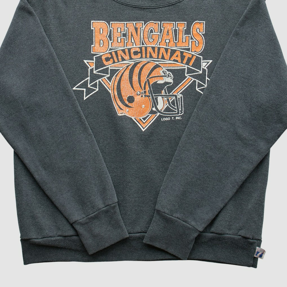 Cincinnati Bengals Logo 7 80s Pullover Sweatshirt - Charcoal Vintage - Fanatics