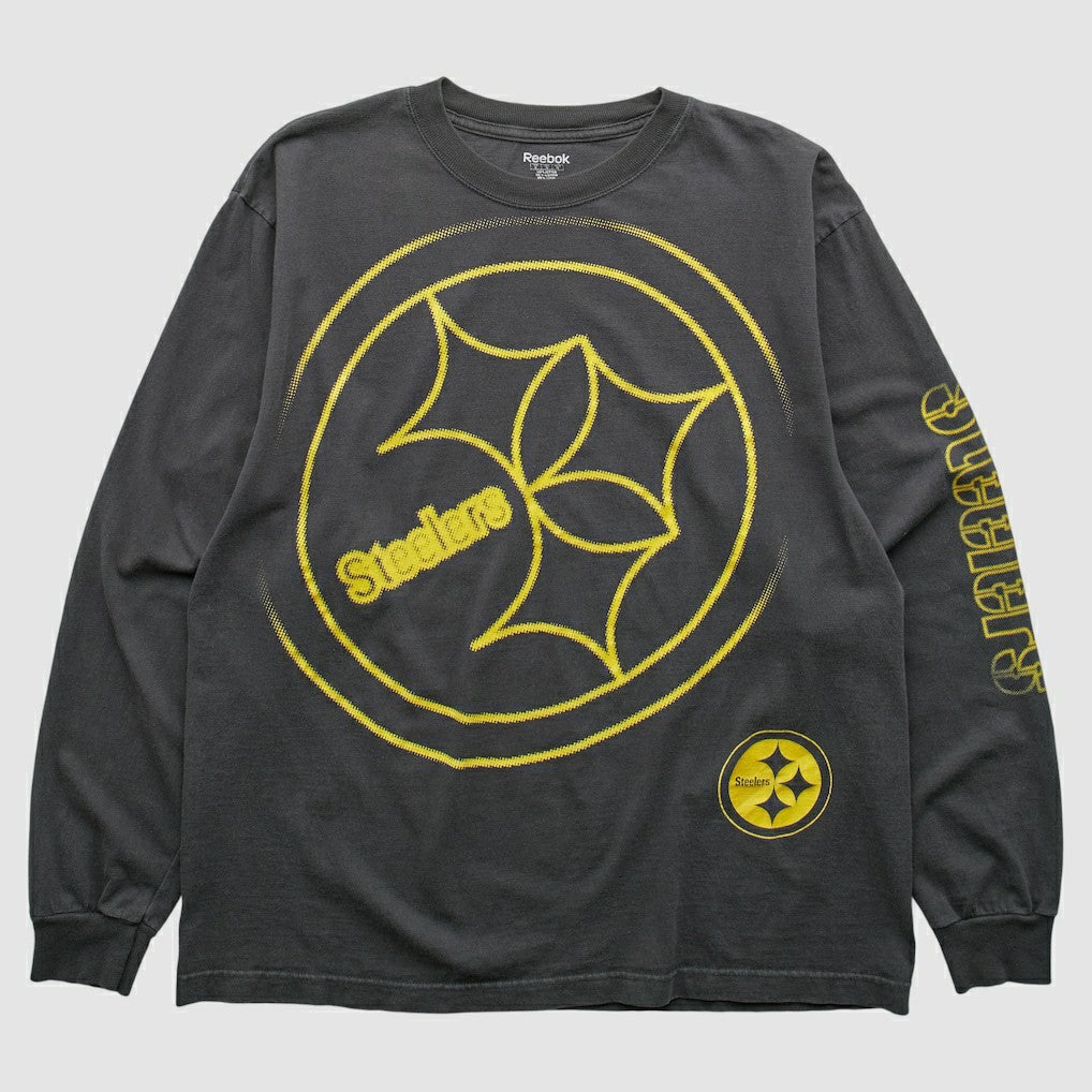 Pittsburgh Steelers Reebok 2000s Long Sleeve T-shirt - Charcoal Vintage - Fanatics