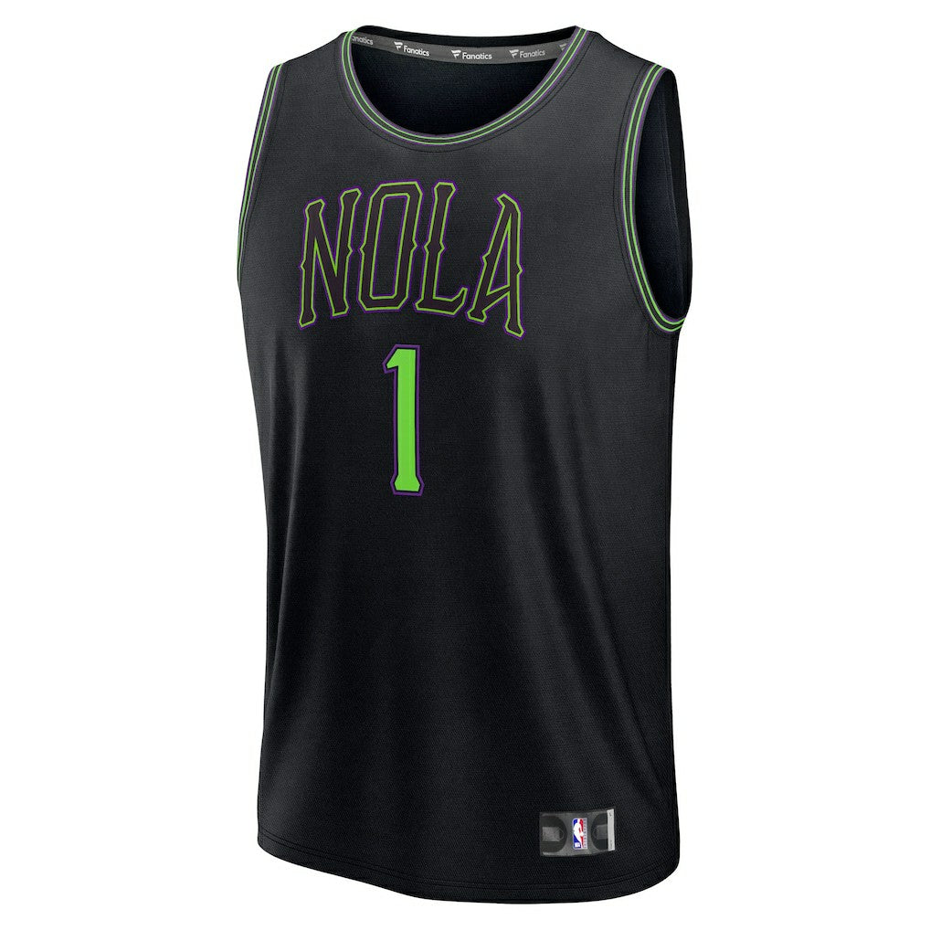 Fanatics Zion Williamson New Orleans Pelicans 2025/26 City Edition Fast Break Jersey Black