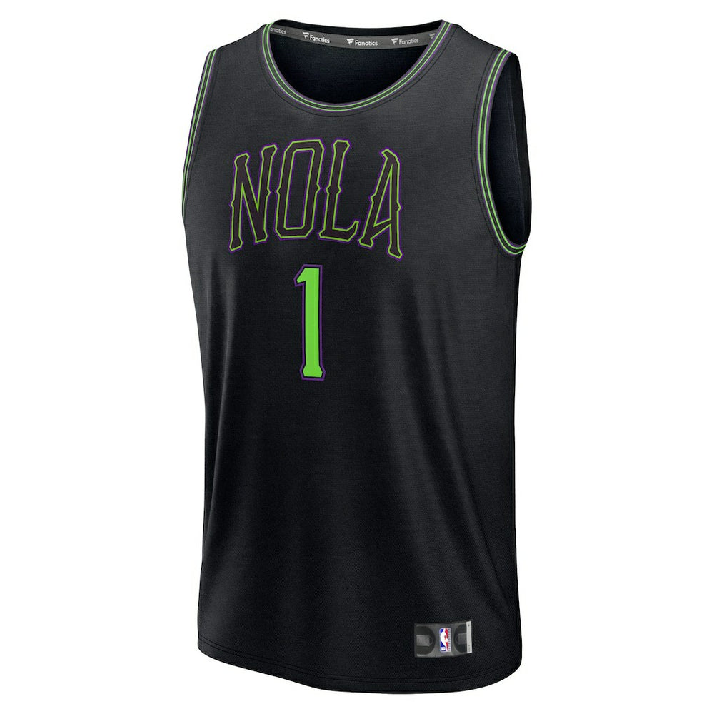 Fanatics Zion Williamson New Orleans Pelicans 2025/26 City Edition Fast Break Jersey Black