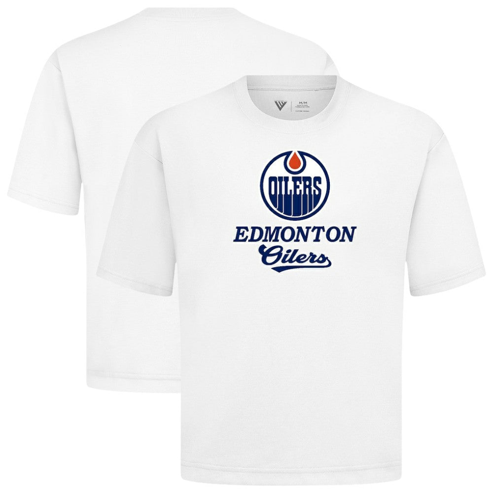 Edmonton Oilers Levelwear Team Surge Luxe Signature Knit T-Shirt - White | NHL Clearance