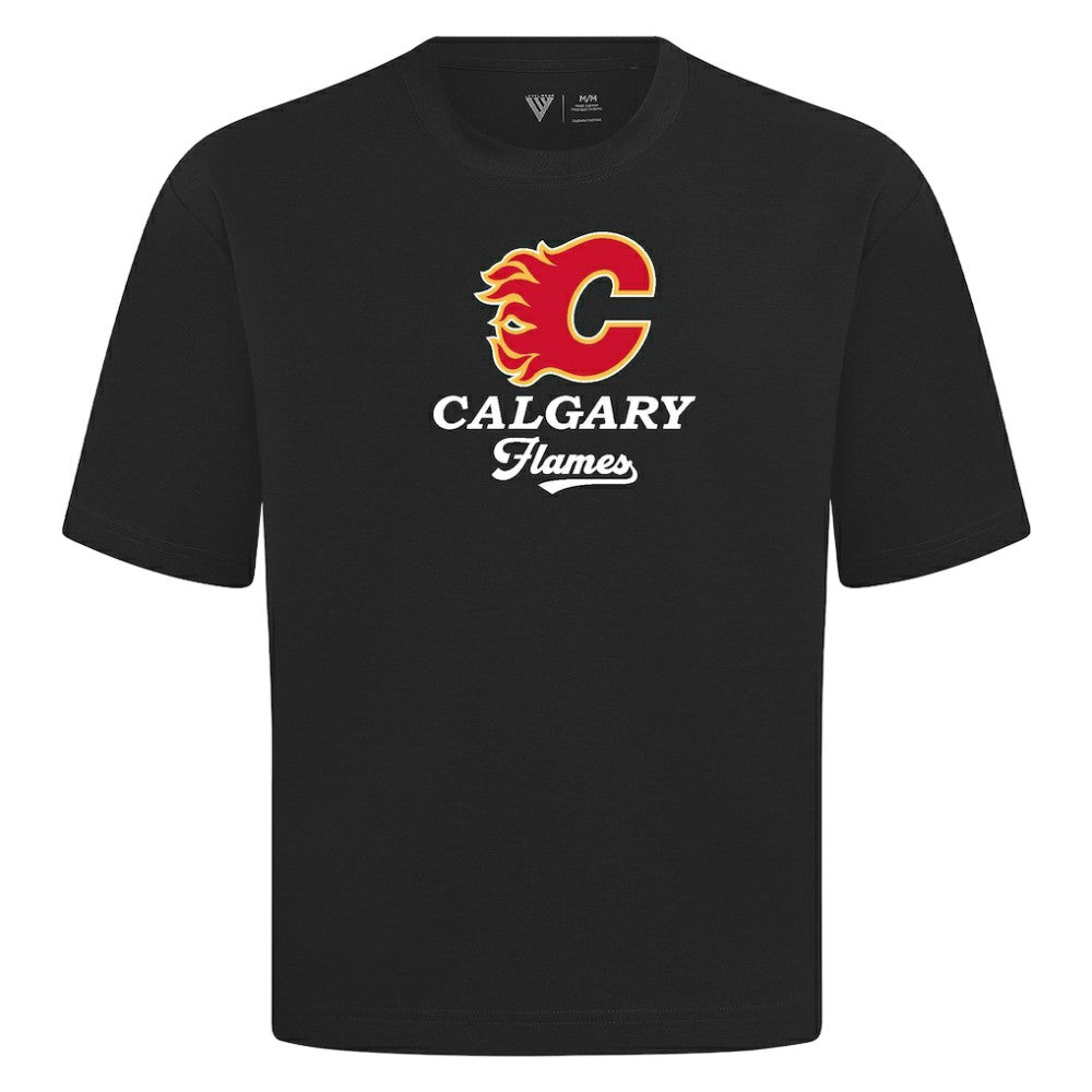 Calgary Flames Levelwear Team Surge Luxe Signature Knit T-Shirt - Black | NHL Lifestyle