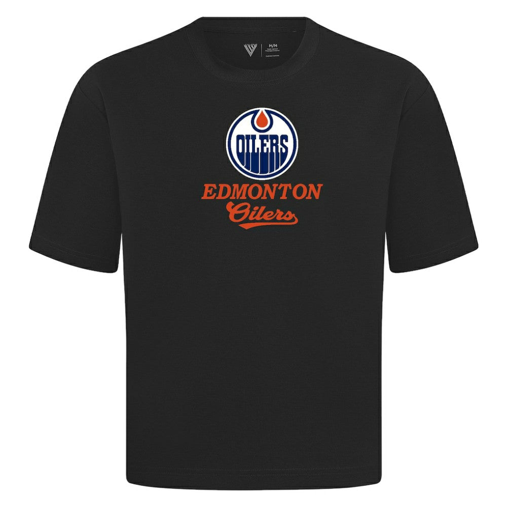 Edmonton Oilers Levelwear Team Surge Luxe Signature Knit T-Shirt - Black | NHL Clearance