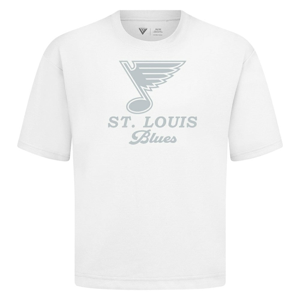 St. Louis Blues Levelwear Shadow Surge Luxe Signature Knit T-Shirt - White | NHL Lifestyle
