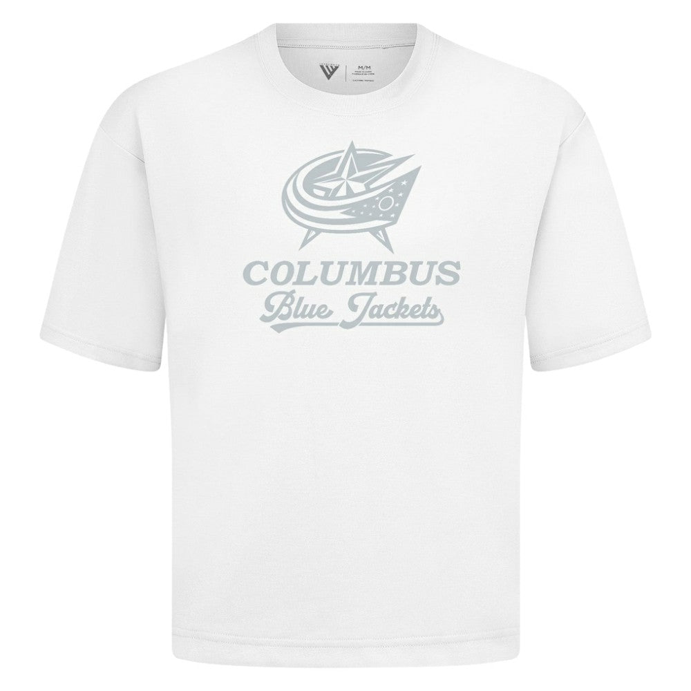 Columbus Blue Jackets Levelwear Shadow Surge Luxe Signature Knit T-Shirt - White | NHL on sale