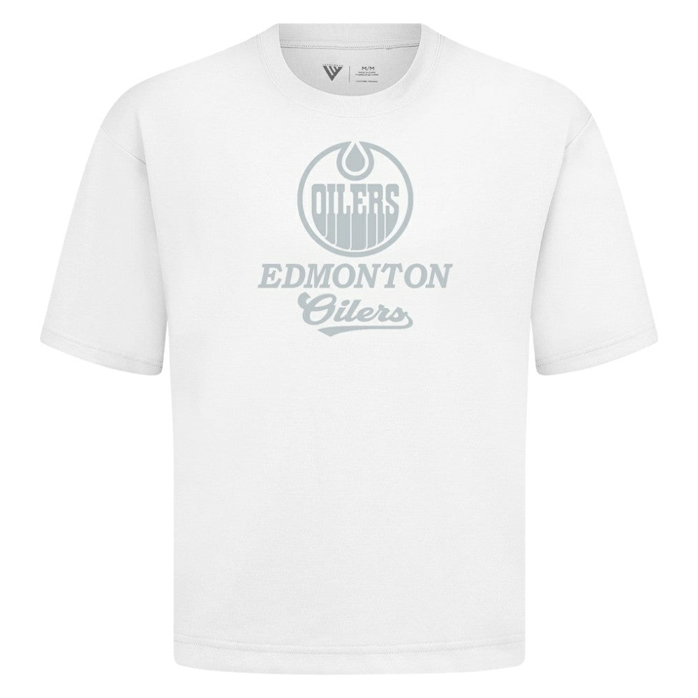 Edmonton Oilers Levelwear Shadow Surge Luxe Signature Knit T-Shirt - White | NHL online