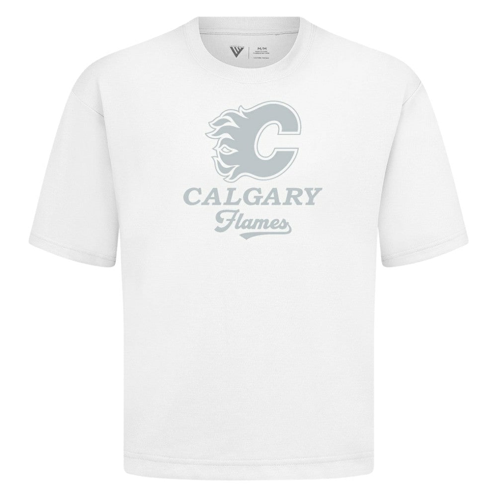 Calgary Flames Levelwear Shadow Surge Luxe Signature Knit T-Shirt - White | NHL online