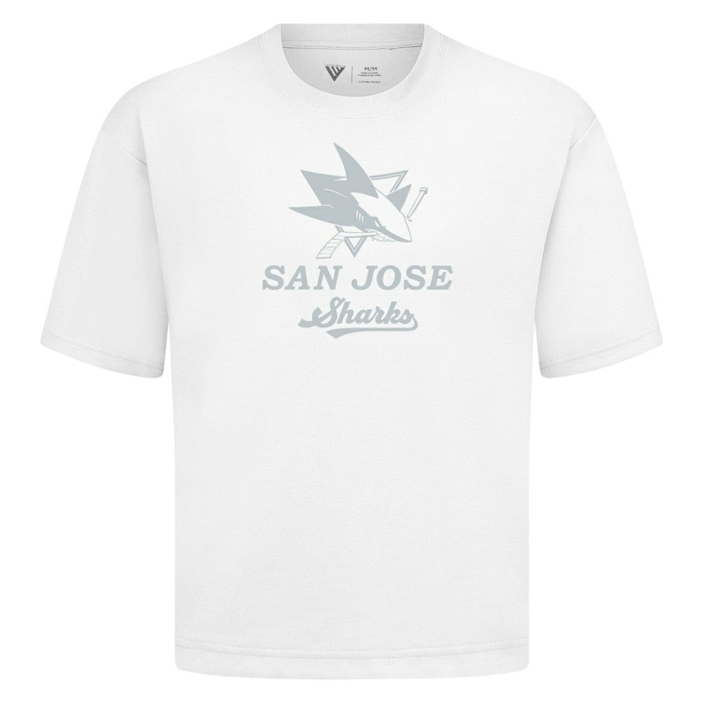 San Jose Sharks Levelwear Shadow Surge Luxe Signature Knit T-Shirt - White | NHL Lifestyle
