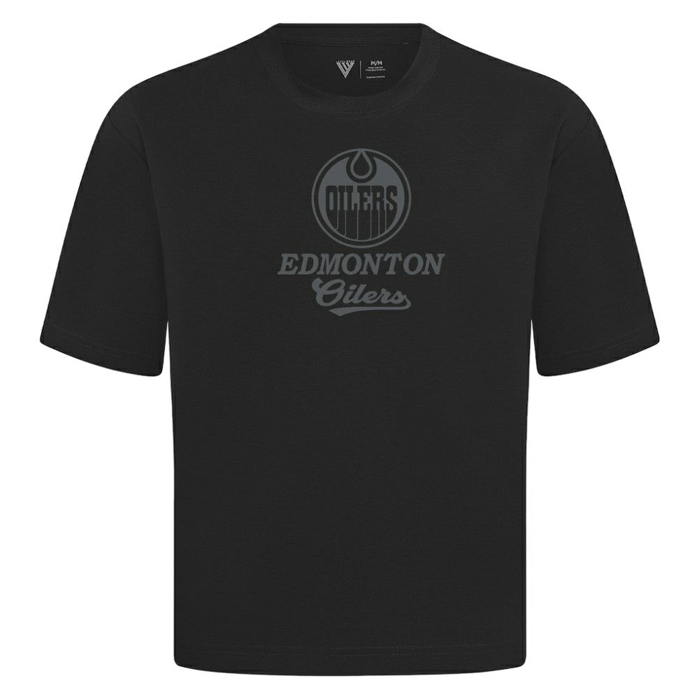 Edmonton Oilers Levelwear Shadow Surge Luxe Signature Knit T-Shirt - Black | NHL on sale
