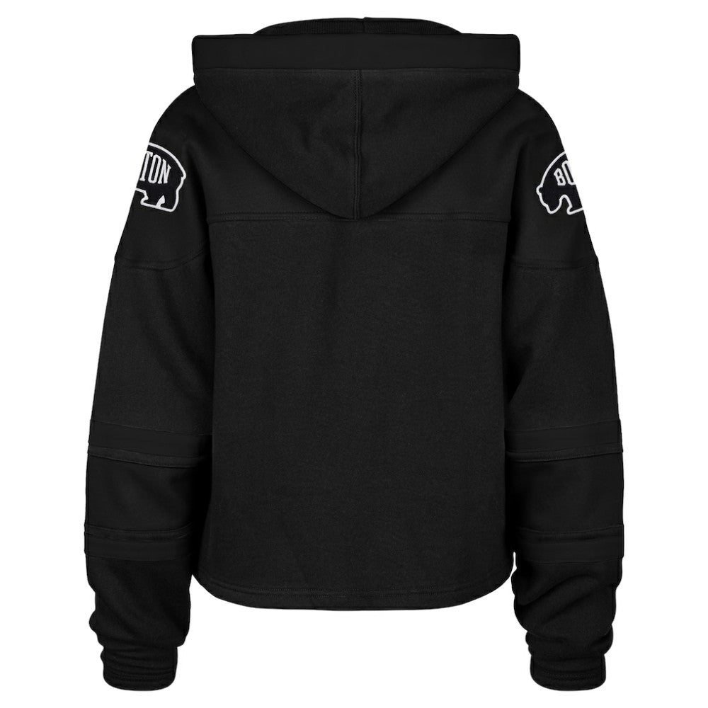 Boston Bruins '47 Women's Cropped Lacer Hoodie - Black | 47 brand Lifestyle