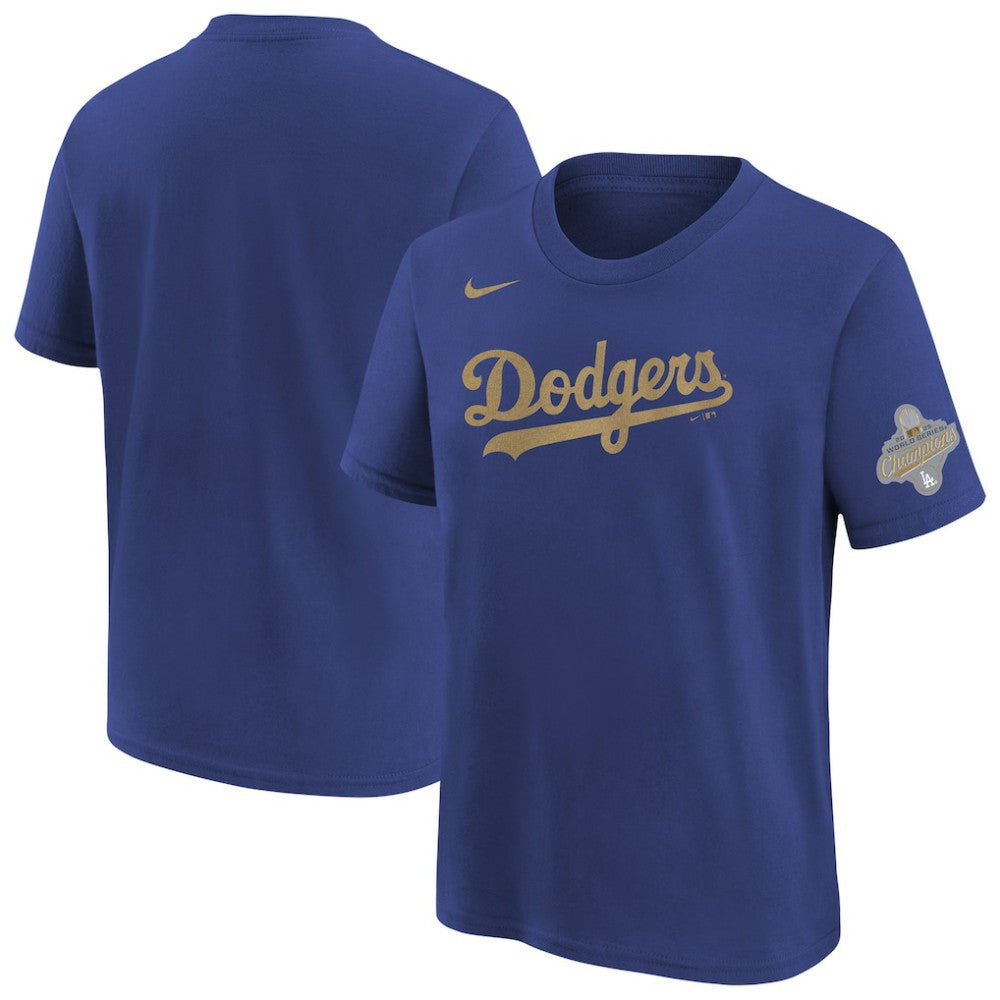 Los Angeles Dodgers Nike Youth 2026 Gold Collection Wordmark T-Shirt for sale