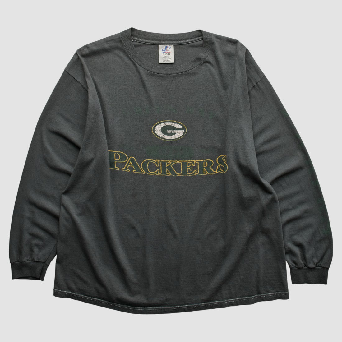 Green Bay Packers Logo Athletic 2000s Long Sleeve T-shirt - Charcoal Vintage - Fanatics