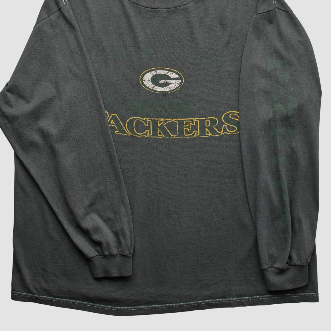 Green Bay Packers Logo Athletic 2000s Long Sleeve T-shirt - Charcoal Vintage - Fanatics