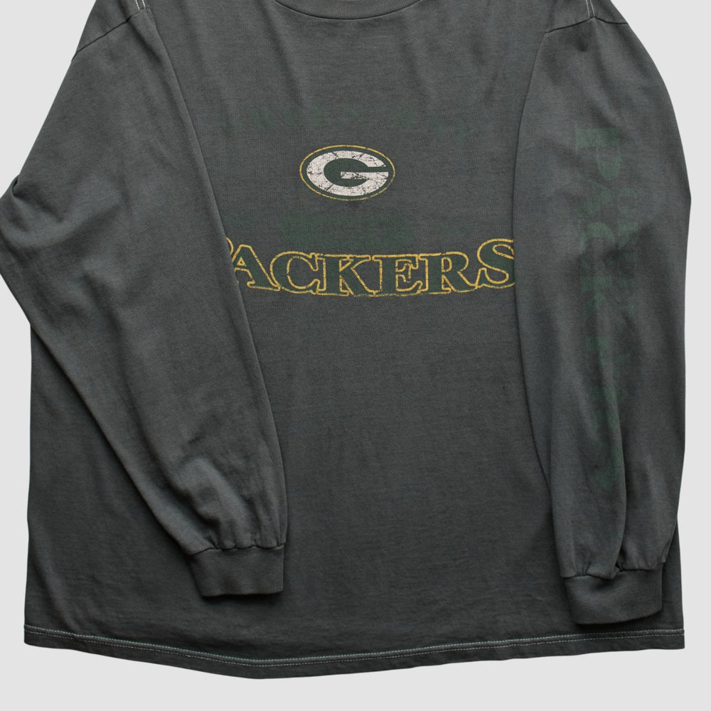 Green Bay Packers Logo Athletic 2000s Long Sleeve T-shirt - Charcoal Vintage - Fanatics