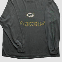 Green Bay Packers Logo Athletic 2000s Long Sleeve T-shirt - Charcoal Vintage - Fanatics